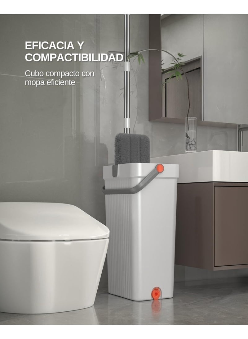 Mop and Bucket with Wringer Set, Hands Free Flat Floor Mop and Bucket, with 6 Washable Microfiber Pads, Wet and Dry Use, Floor Cleaning System - Image 2